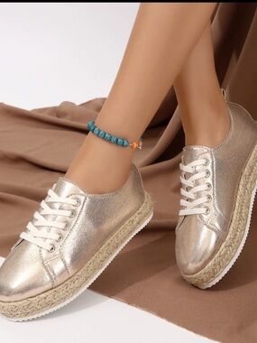 Kanna Espadrille Lace-Up Metallic Shoes